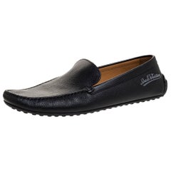 Louis Vuitton Black Leather Slip On Loafers Size 43