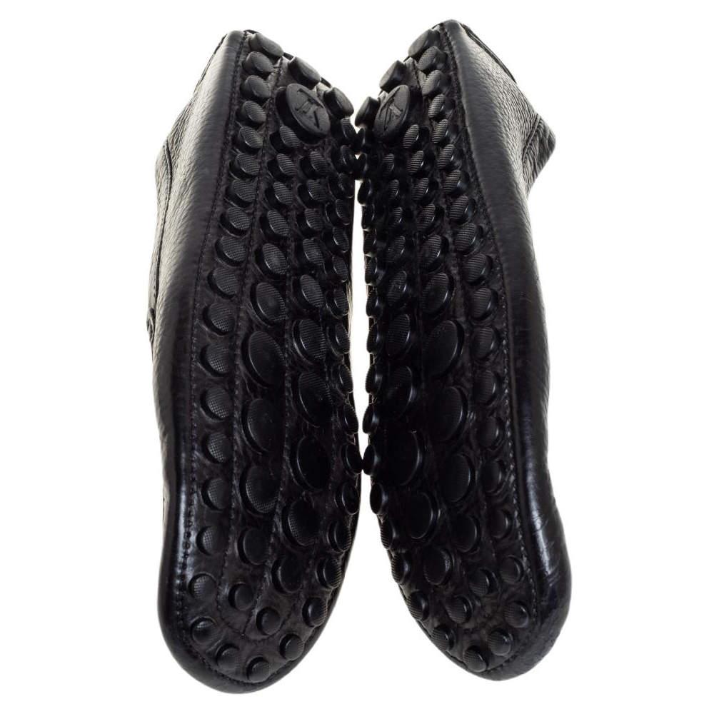 Women's Louis Vuitton Black Leather Slip On Loafers Size 43.5 For Sale