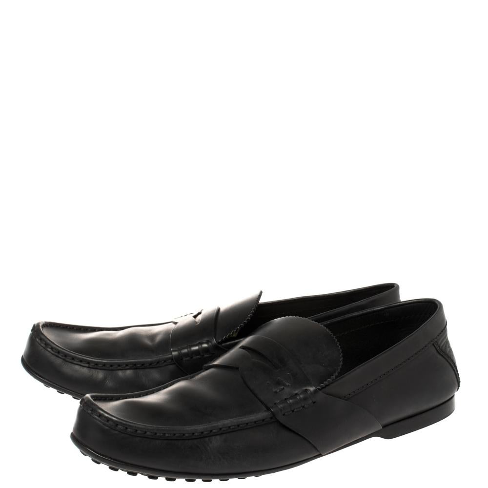 Louis Vuitton Black Leather Slip On Loafers Size 43.5 For Sale 3