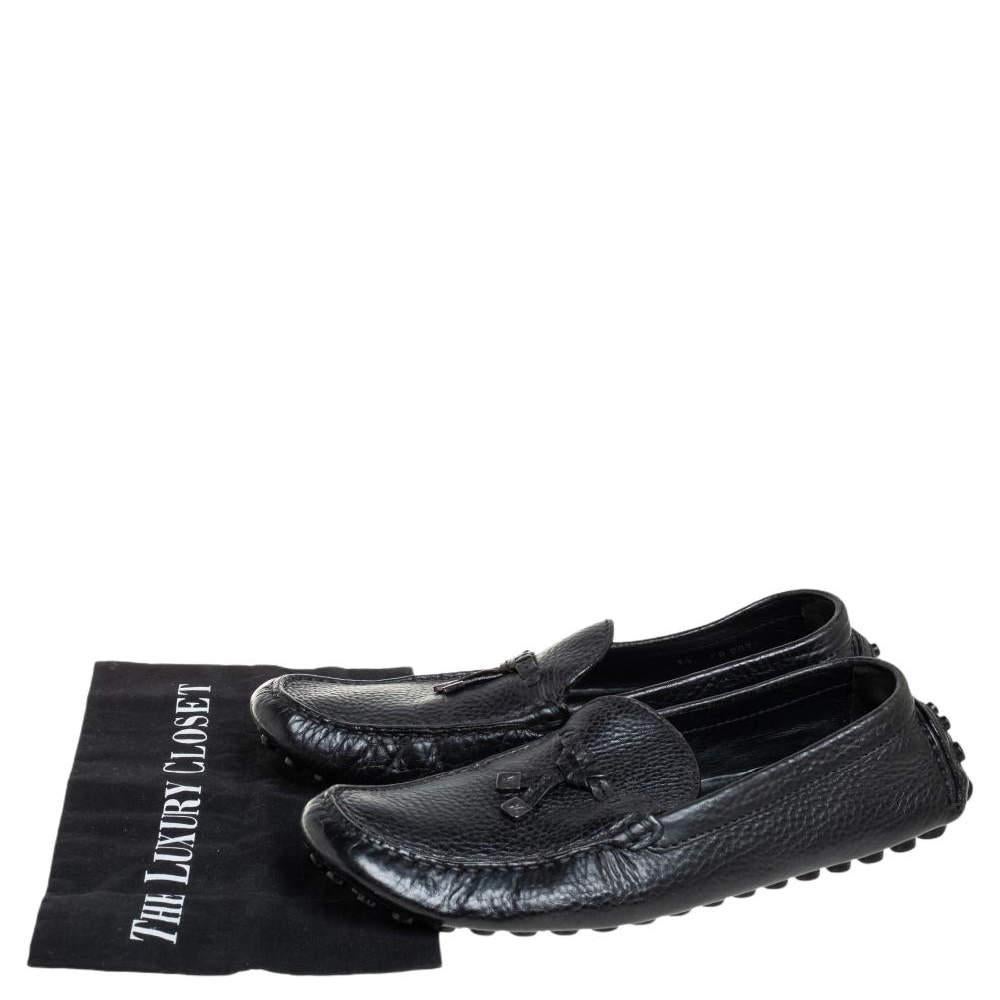 Louis Vuitton Black Leather Slip On Loafers Size 43.5 For Sale 4