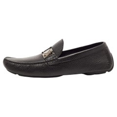 Louis Vuitton Black Leather Slip On Loafers Size 43.5