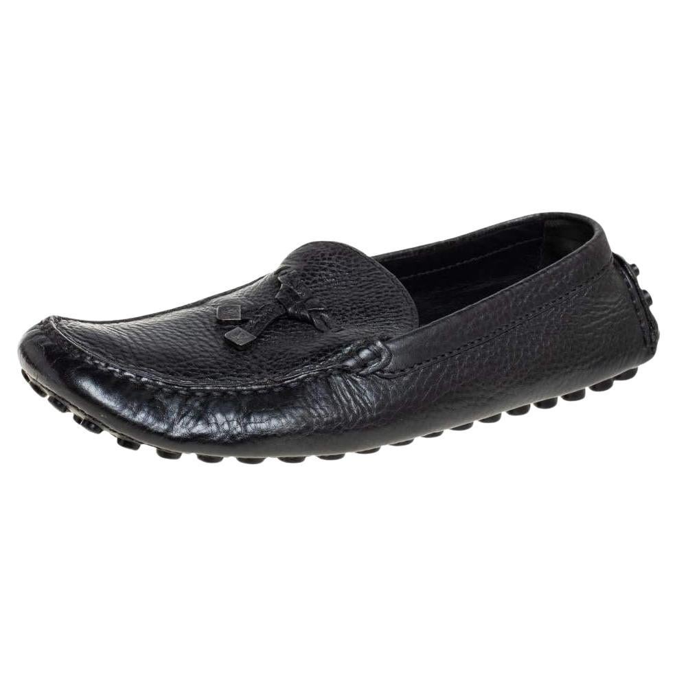 Louis Vuitton Black Leather Slip On Loafers Size 43.5 For Sale