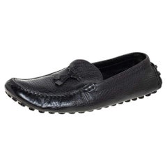 Louis Vuitton Schwarz Leder Slip On Loafers Größe 43.5