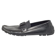 Louis Vuitton Black Leather Slip On Loafers Size 44