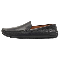 Louis Vuitton Black Leather Slip On Loafers Size 44