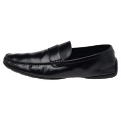 Louis Vuitton Black Leather Slip on Loafers Size 44.5