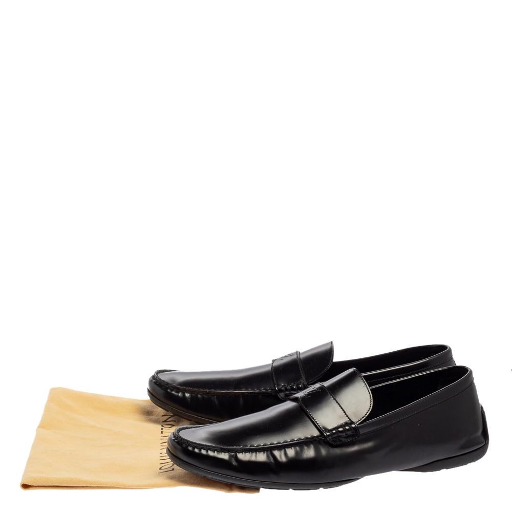 Louis Vuitton Black Leather Slip On Loafers Size 45 3