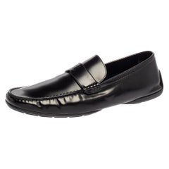 Louis Vuitton Black Leather Slip On Loafers Size 45