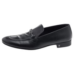 Used Louis Vuitton Black Leather Slip on Loafers Size 45