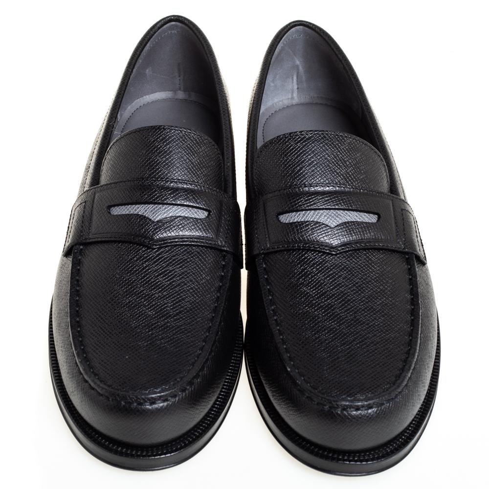 Louis Vuitton Black Leather Sorbonne Slip On Loafers Size 41 In New Condition In Dubai, Al Qouz 2