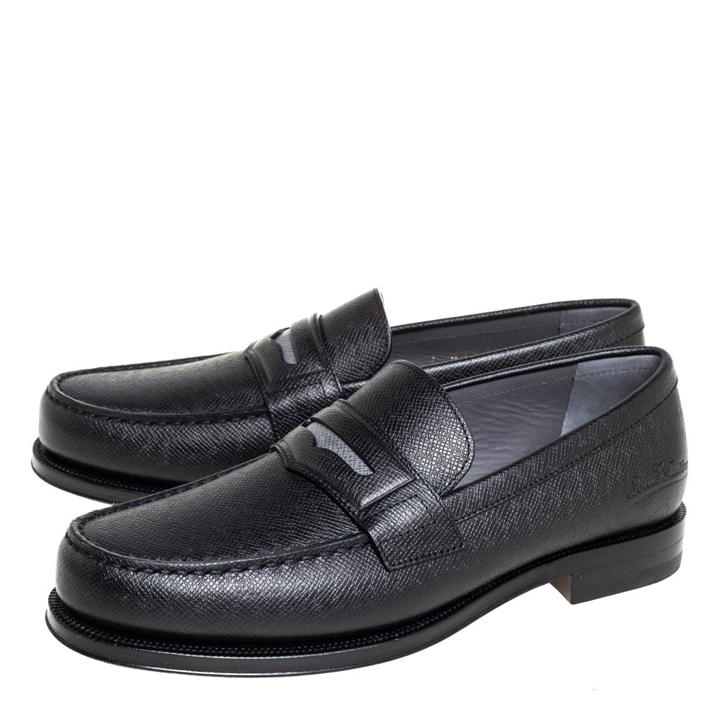 Men's Louis Vuitton Black Leather Sorbonne Slip On Loafers Size 41