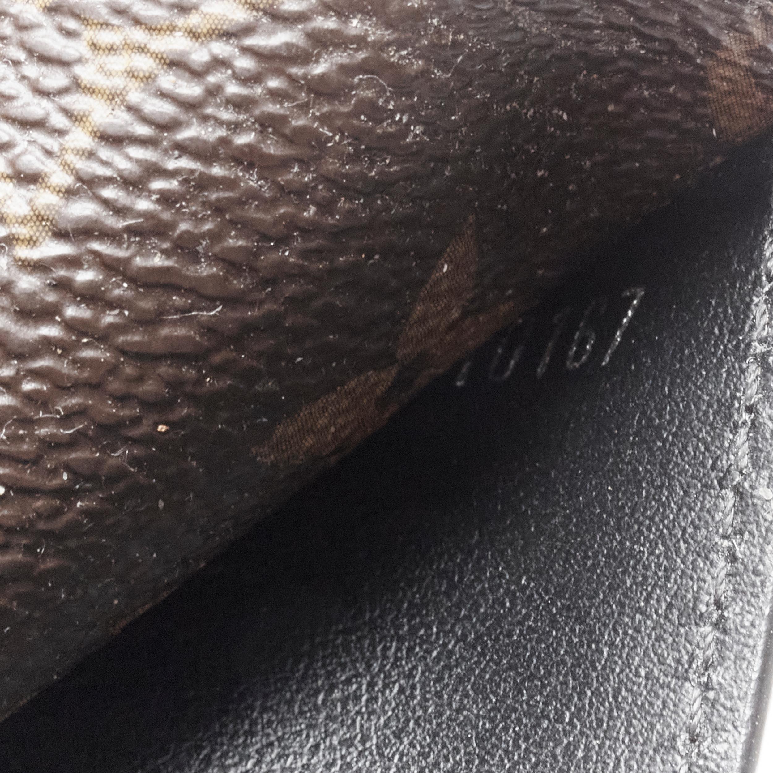 LOUIS VUITTON black leather spine brown LV monogram canvas bifold wallet 2