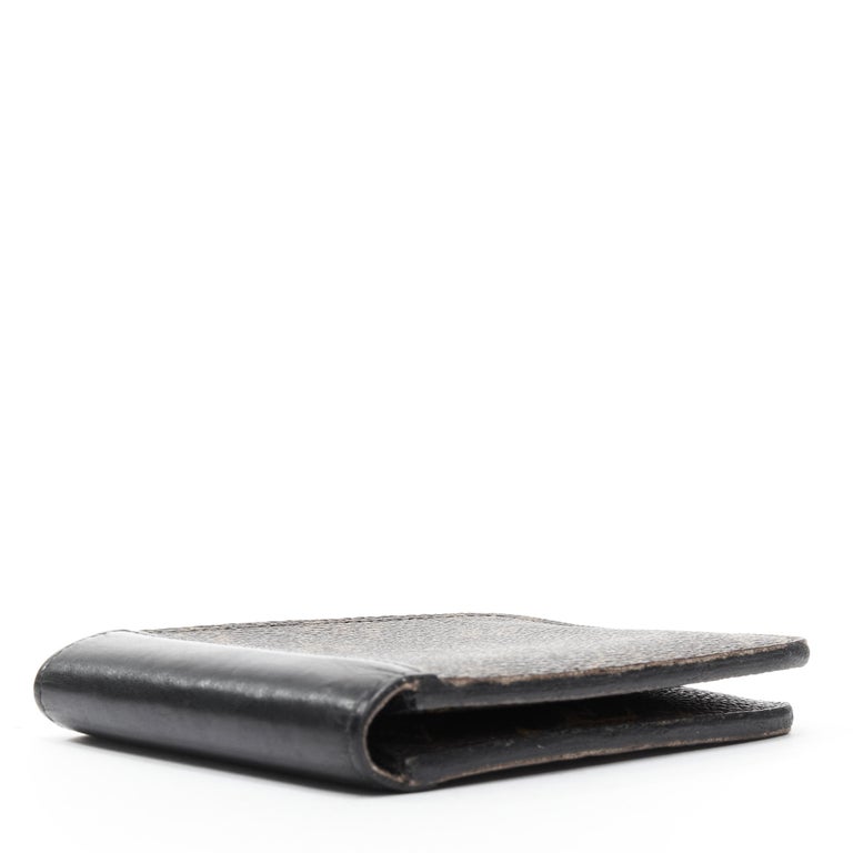 LOUIS VUITTON black leather spine brown LV monogram canvas bifold wallet at  1stDibs