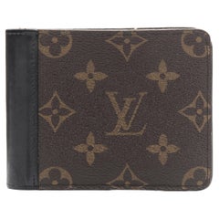 LOUIS VUITTON Schwarzes LV Monogramm Canvas Bifold-Wallet mit Lederrückenbraun