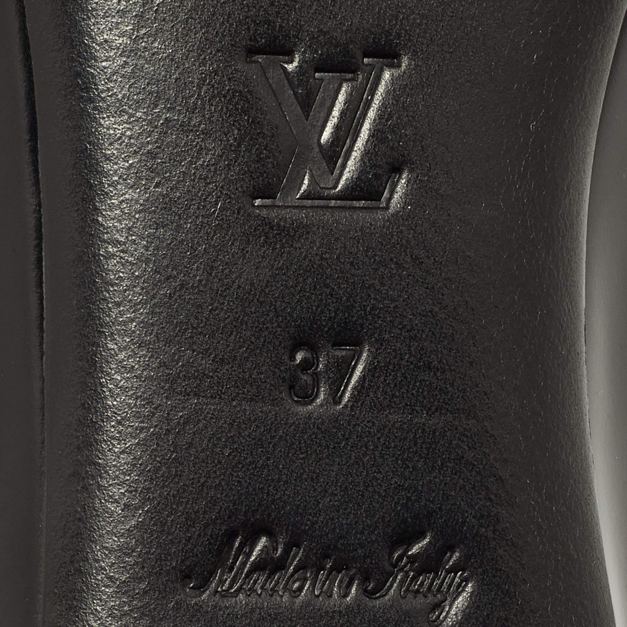 Louis Vuitton Black Leather Square Detail Ballet Flats Size 37 3