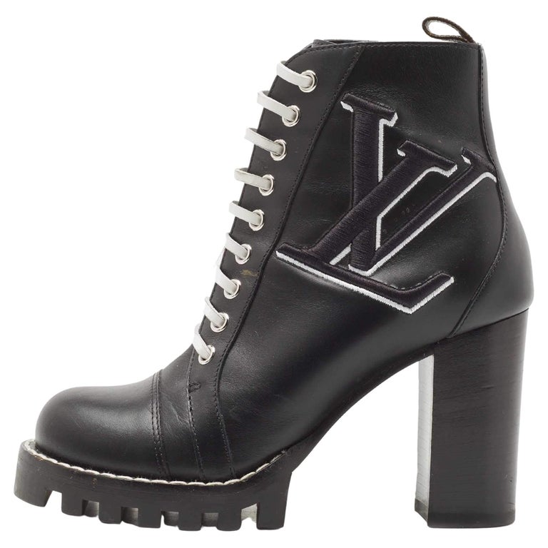 Louis Vuitton Black Leather Star Trail Block Heel Ankle Boots Size 39.5 Louis  Vuitton