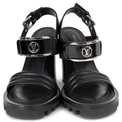 LOUIS VUITTON black leather STAR TRAIL Sandals Shoes 39