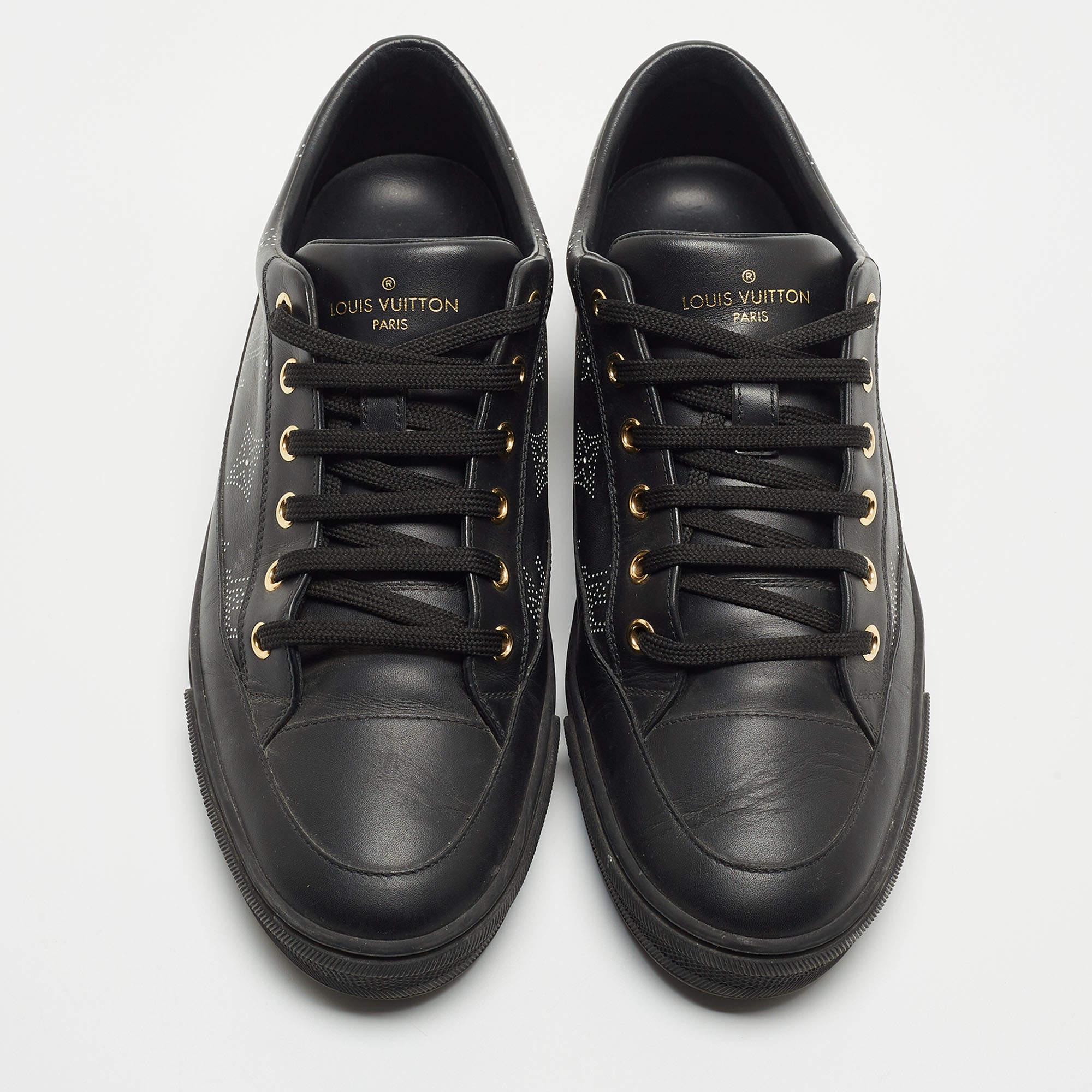 Louis Vuitton Black Leather Stellar Low Top Sneakers  1