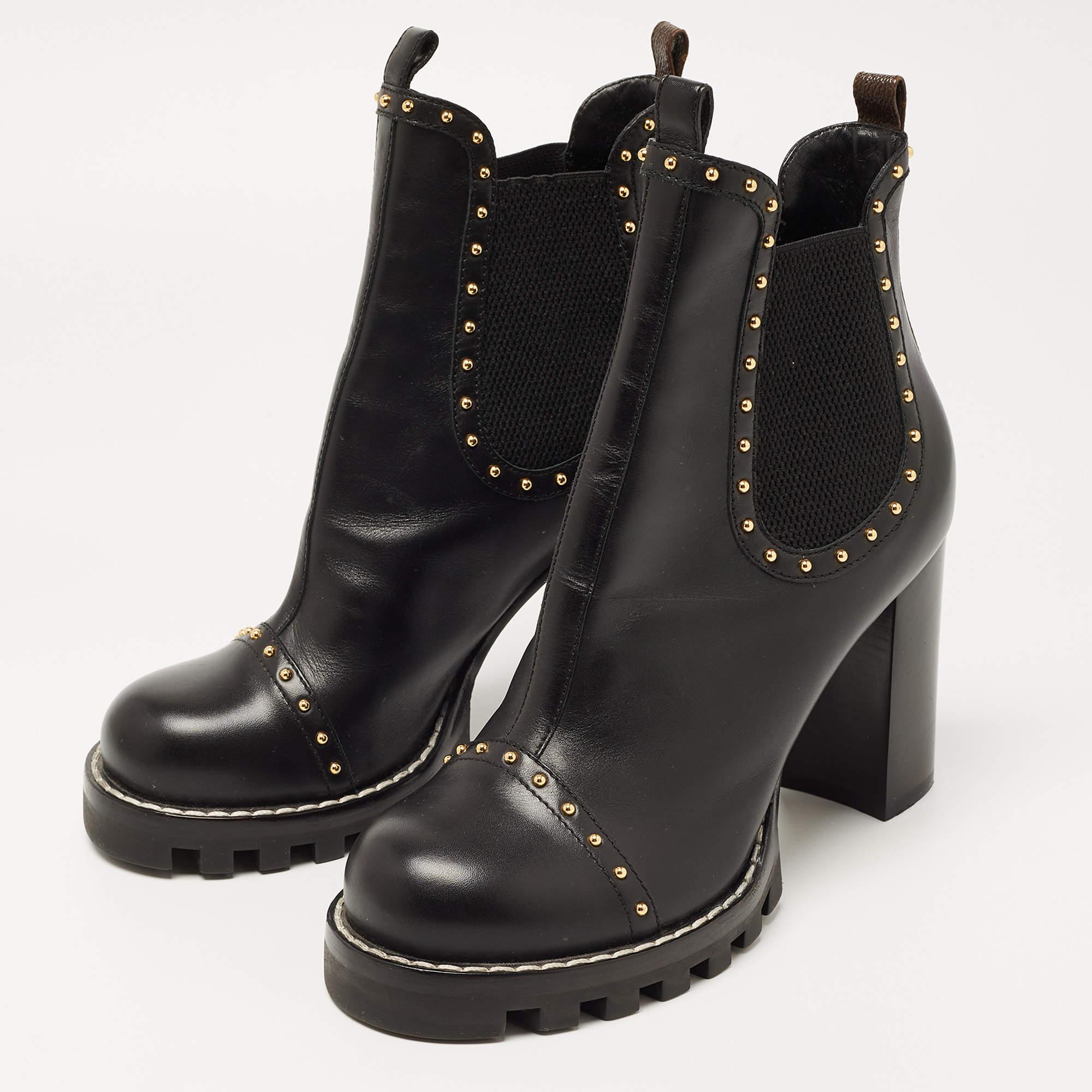 Louis Vuitton Black Leather Studded Chelsea Boots 2