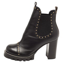 Louis Vuitton Black Leather Studded Chelsea Boots 