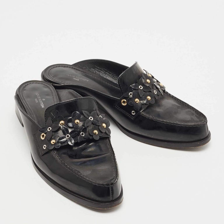 Louis Vuitton Black Patent Leather Applique Embellished Platform