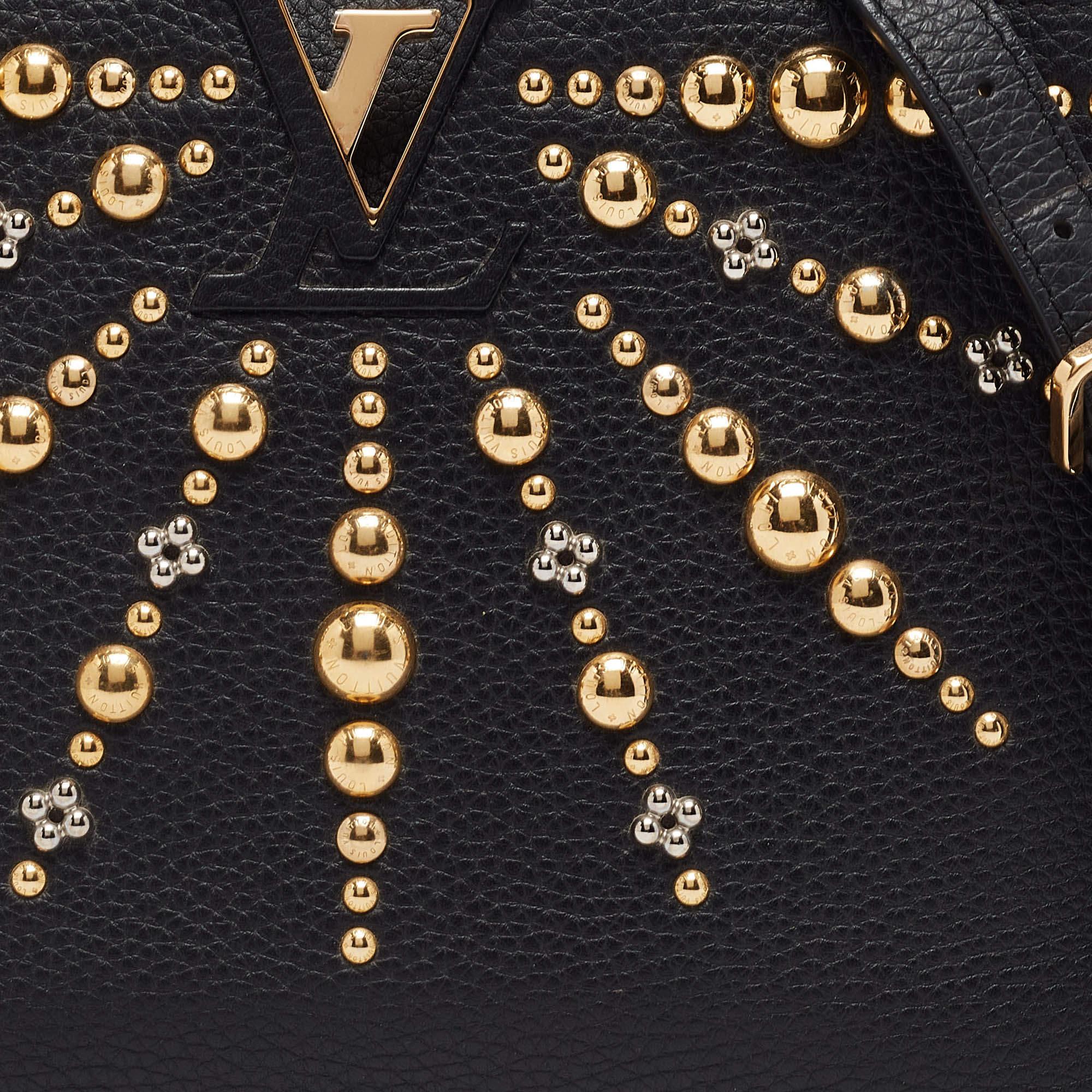 Louis Vuitton Black Leather Studded Sol Capucines PM Bag 1