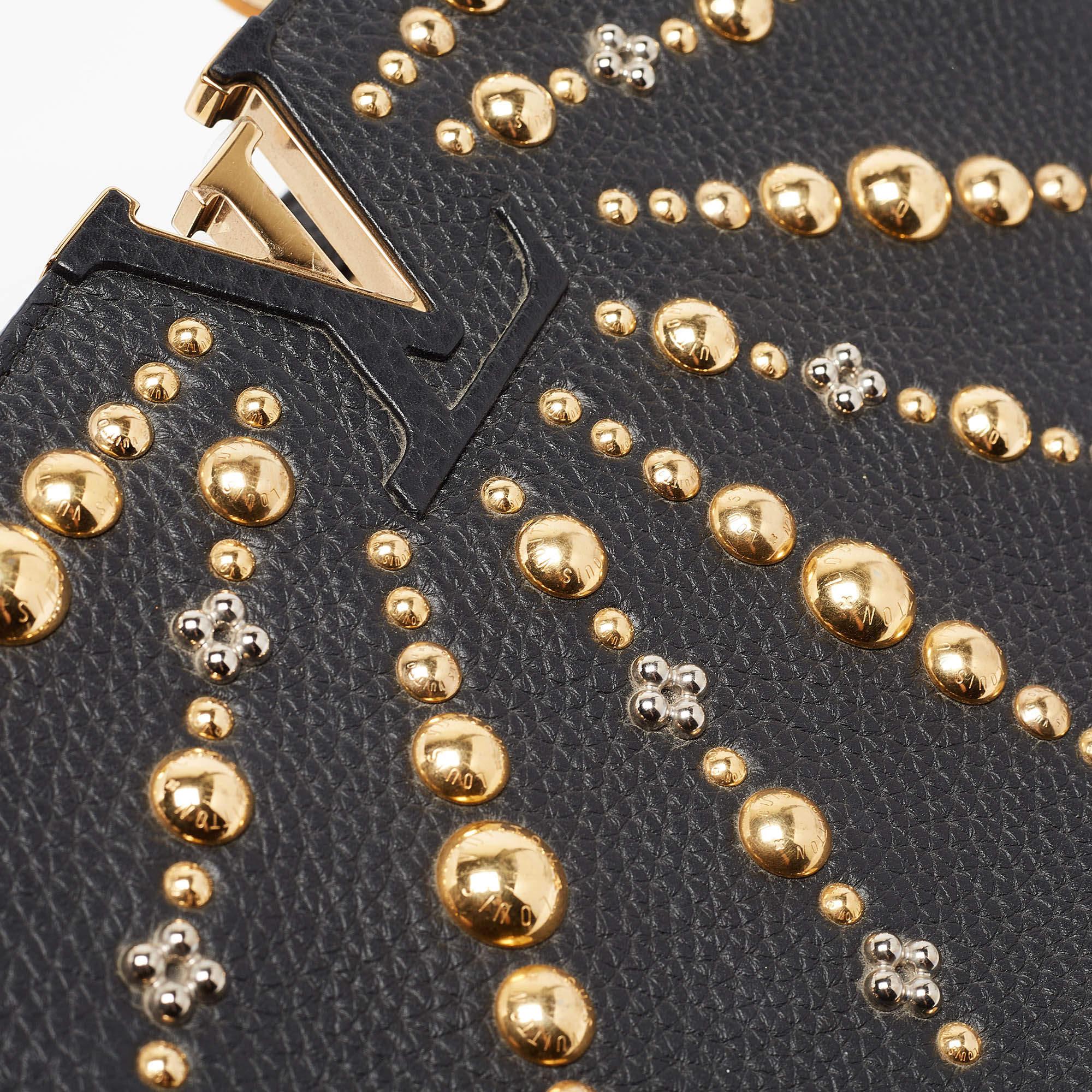 Louis Vuitton Black Leather Studded Sol Capucines PM Bag 3