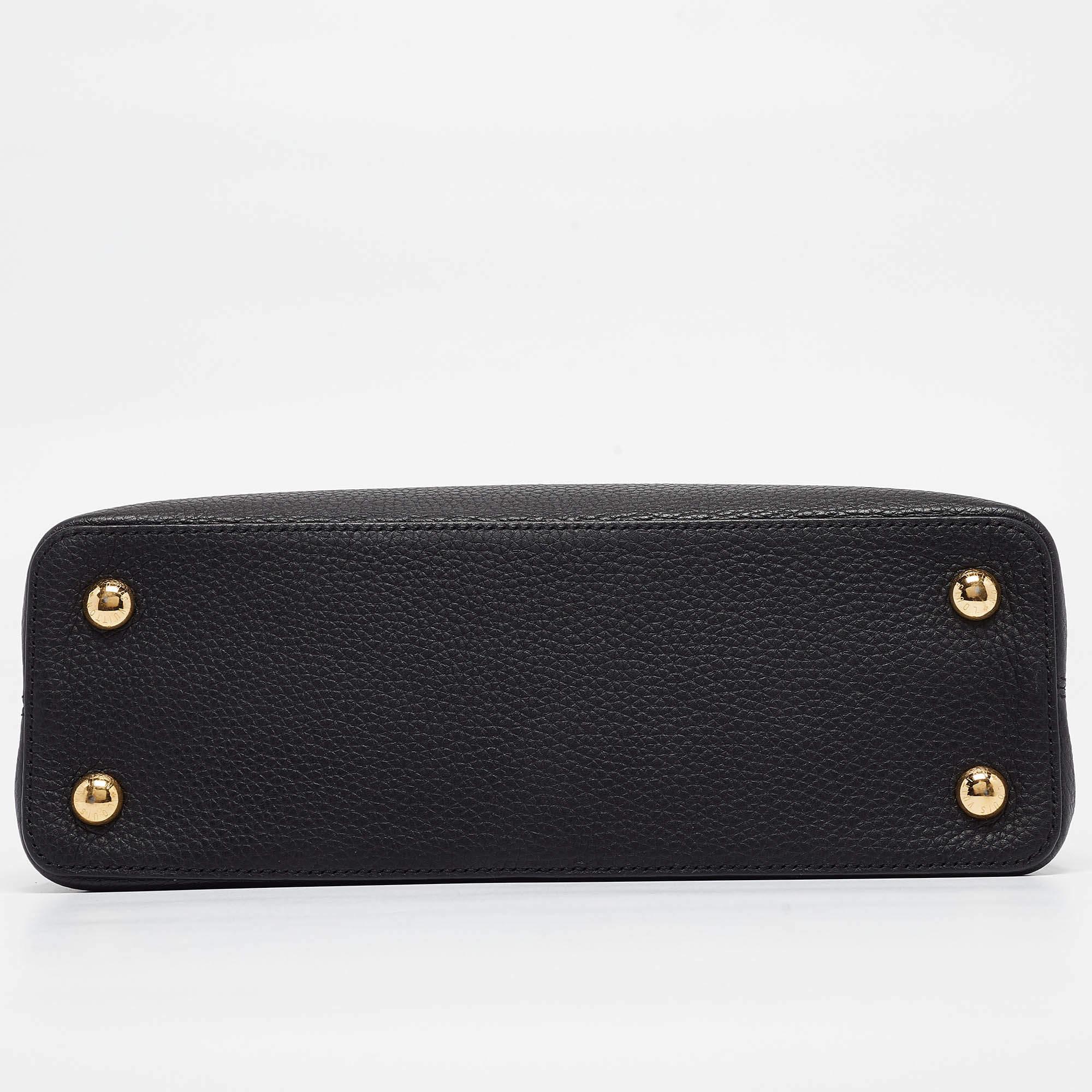Louis Vuitton Black Leather Studded Sol Capucines PM Bag 4