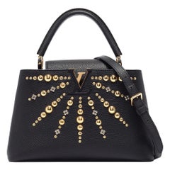 Louis Vuitton Black Leather Studded Sol Capucines PM Bag