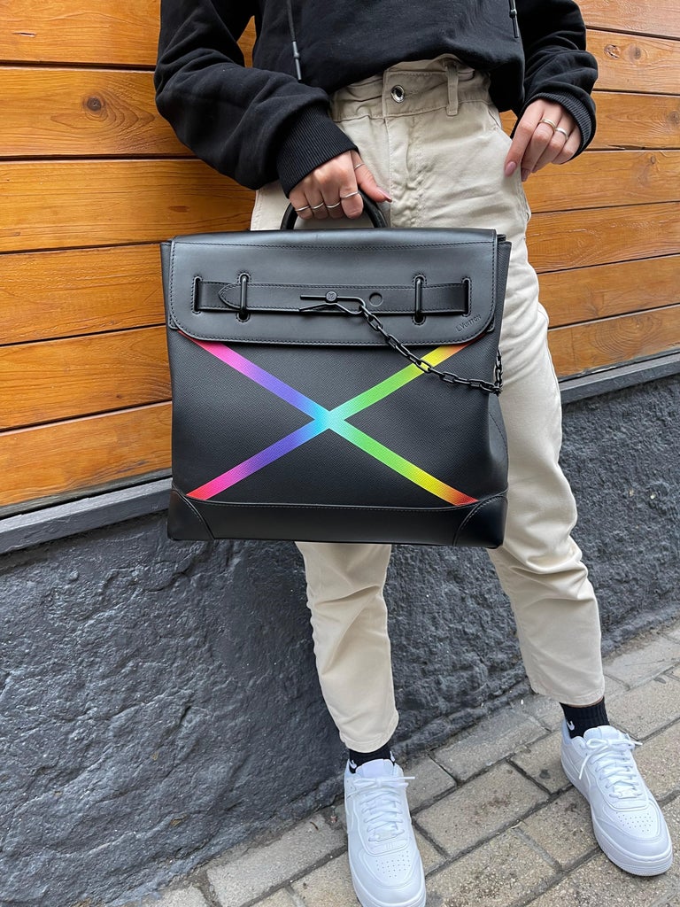 Louis Vuitton Black Leather Taiga Rainbow Steamer PM Limited For