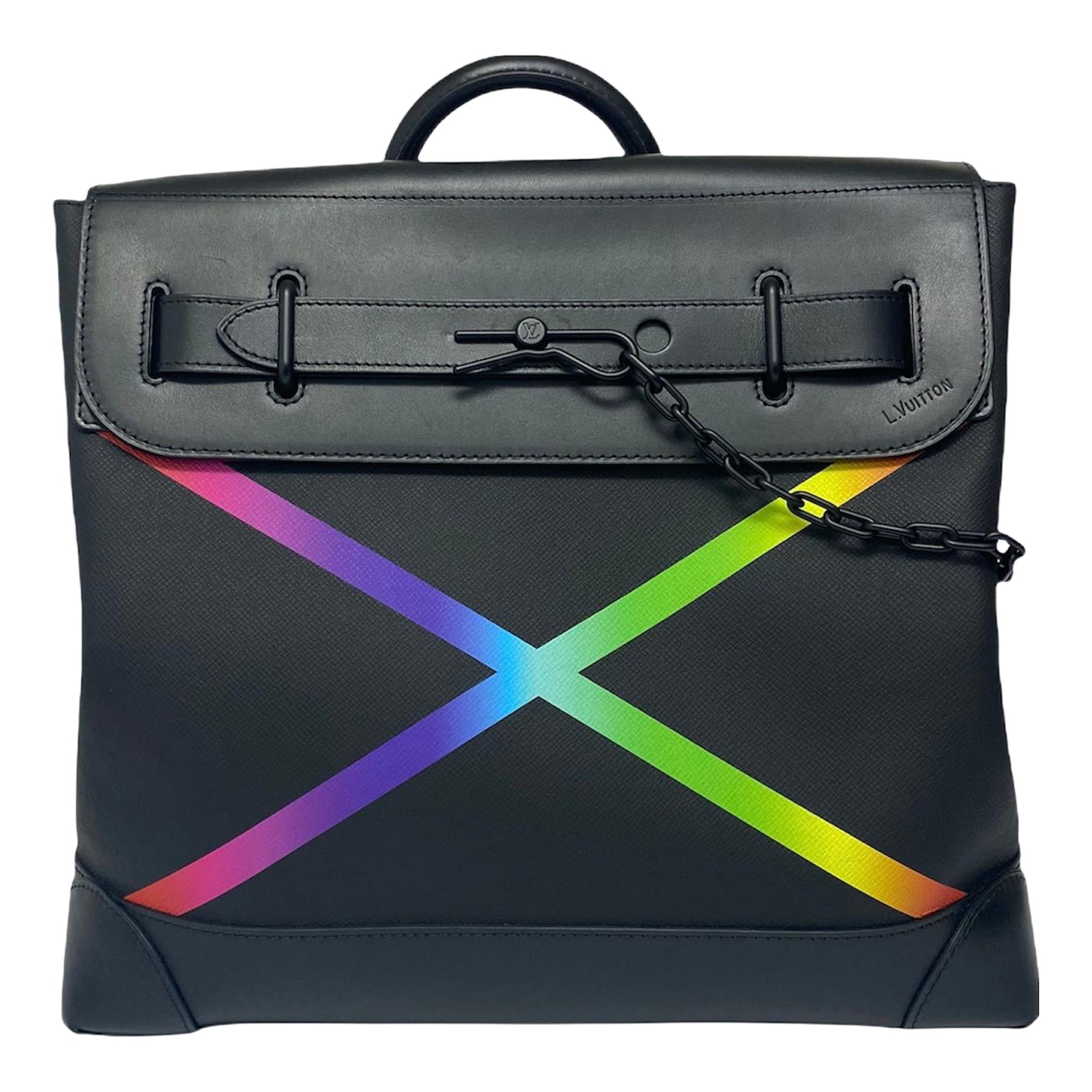Louis Vuitton cuir noir  Steamer PM limité Taiga Rainbow