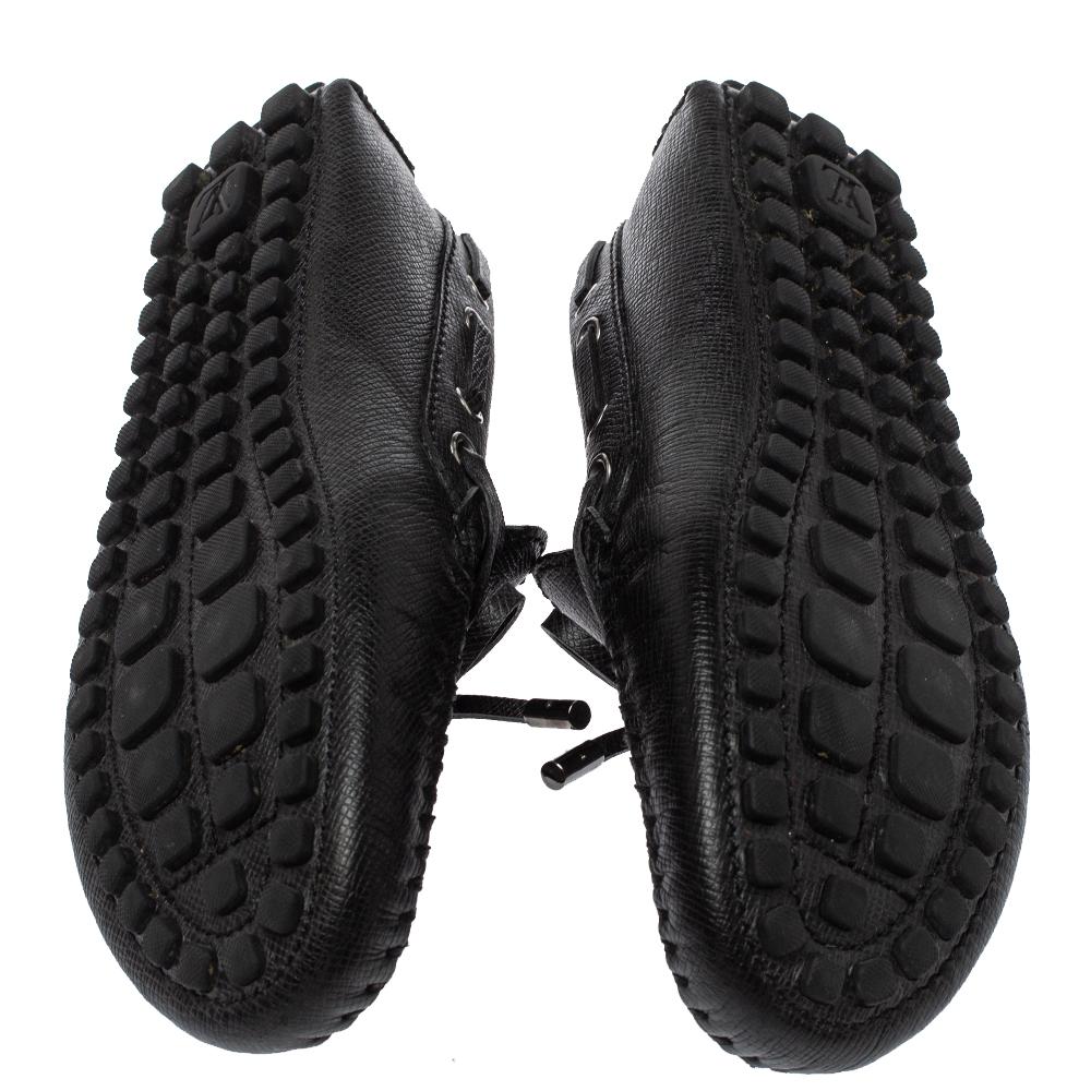 Louis Vuitton Black Leather Tassel Drivers Slip On Loafers Size 39 In Good Condition In Dubai, Al Qouz 2