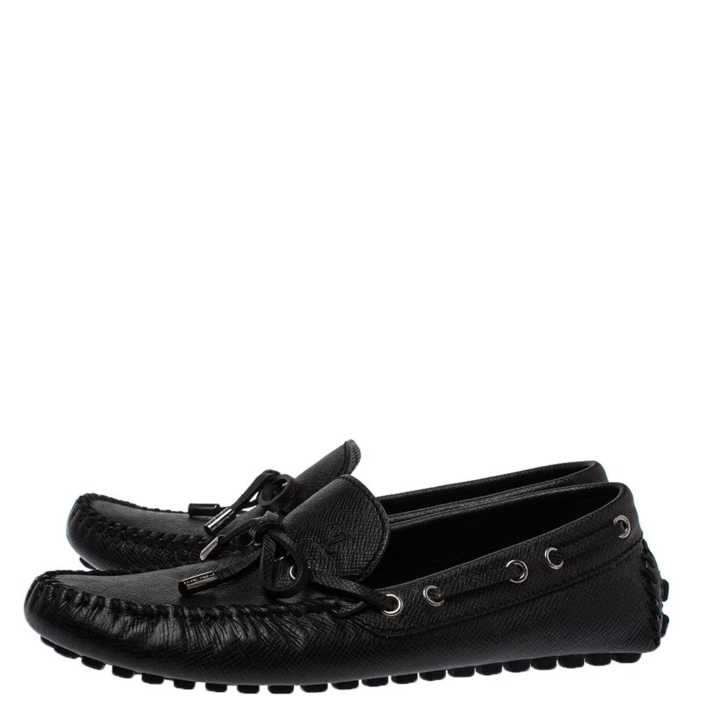 Louis Vuitton Black Leather Tassel Drivers Slip On Loafers Size 39 2