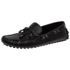 Louis Vuitton Black Leather Tassel Drivers Slip On Loafers Size 39