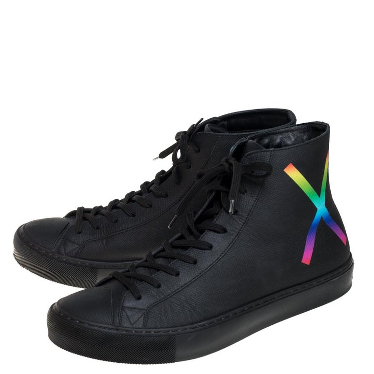 Louis Vuitton Black Leather Tattoo High Top Sneakers Size 42 at 1stDibs