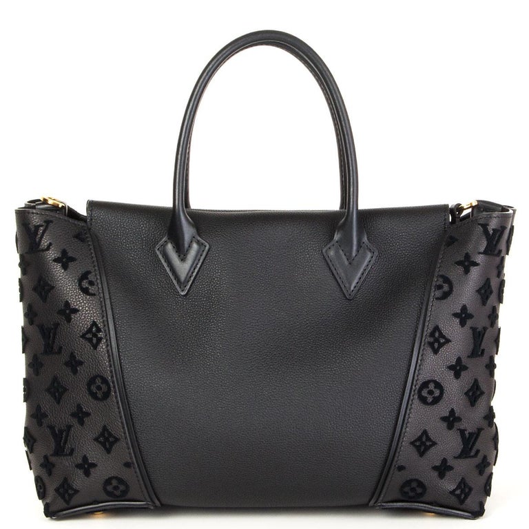 LOUIS VUITTON black leather TOTE W PM Bag Veau Cachemire at 1stDibs