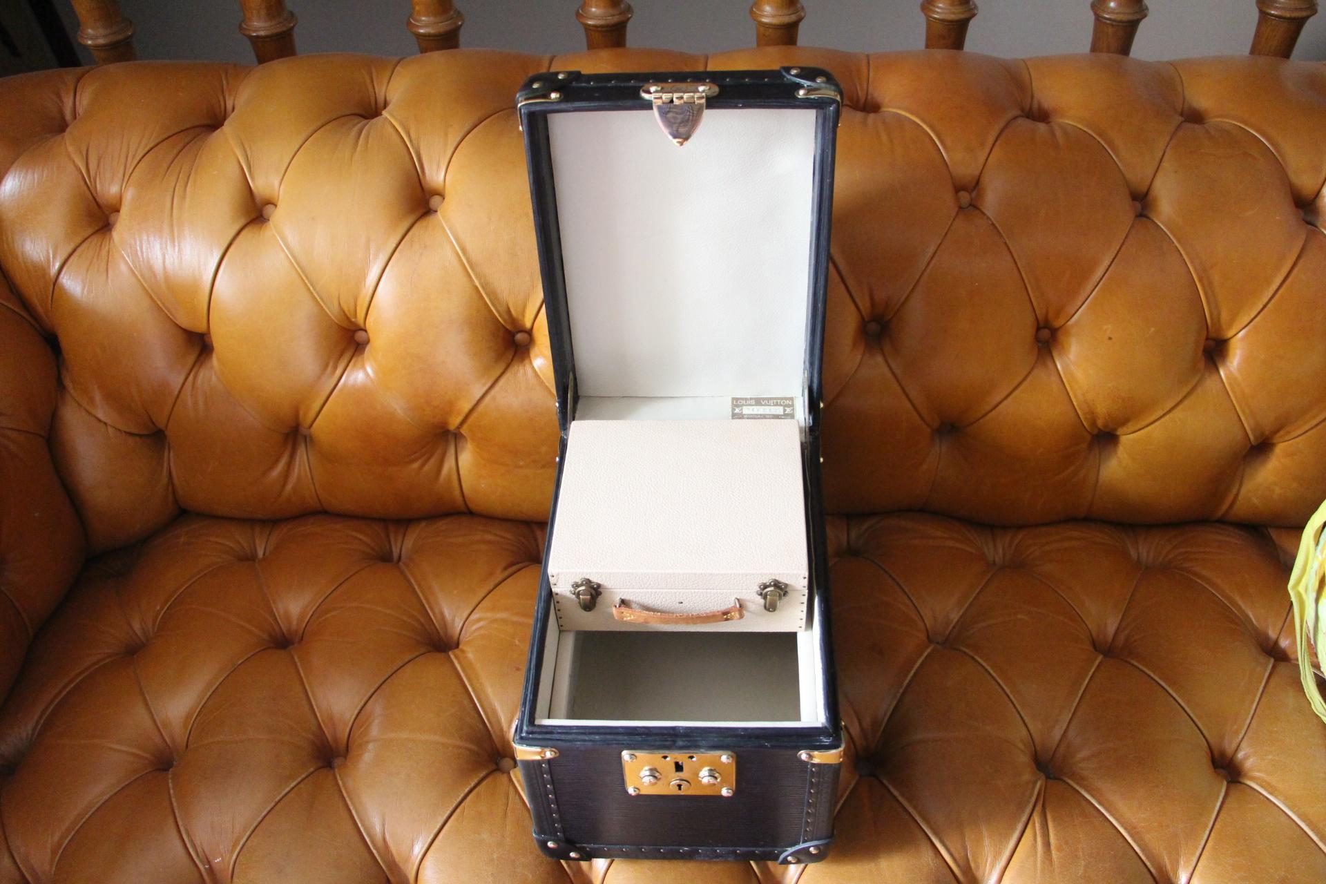 Louis Vuitton Black Leather Train Case, Louis Vuitton Jewelry Case, Vuitton Case 9