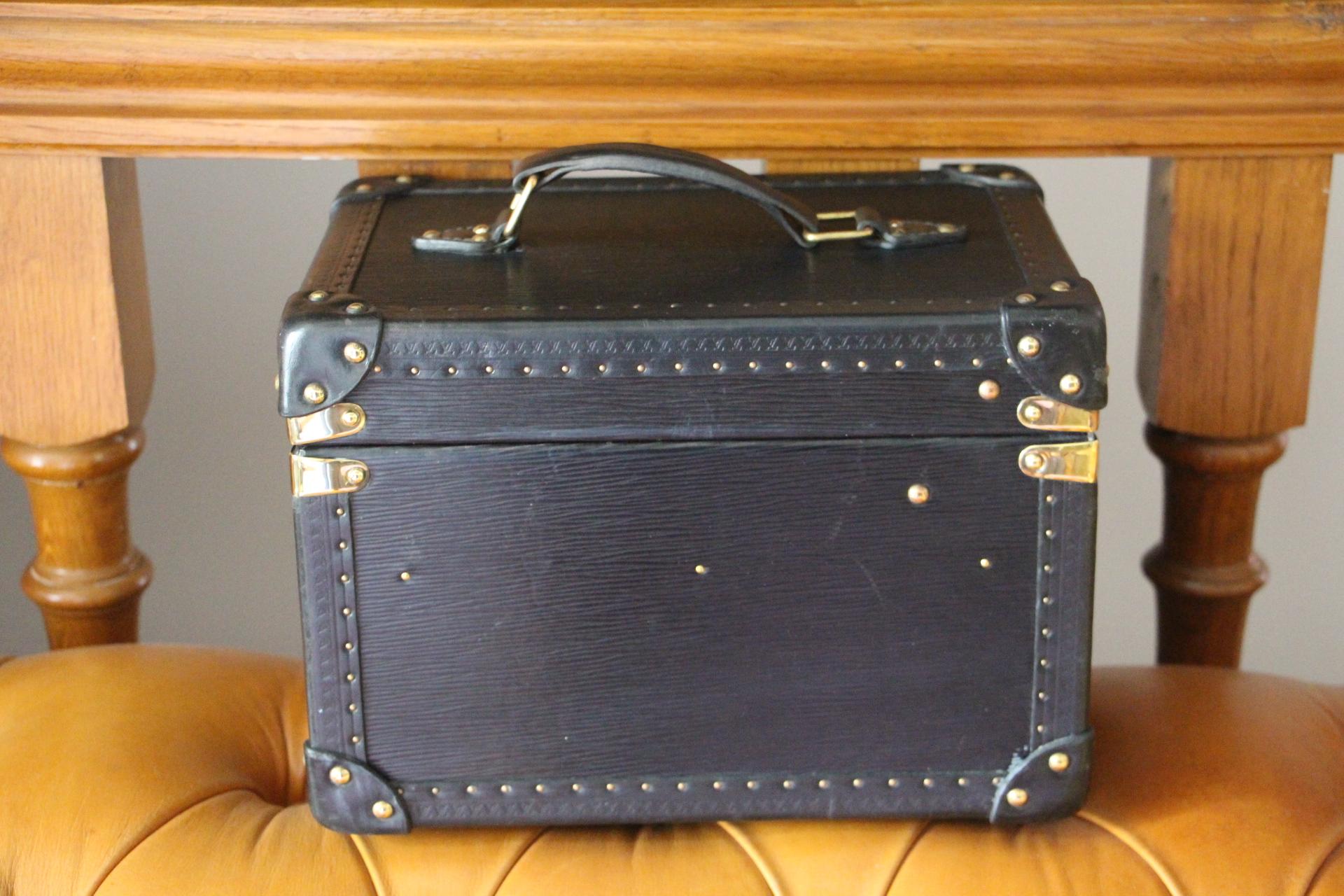 Louis Vuitton Black Leather Train Case, Louis Vuitton Jewelry Case, Vuitton Case 4