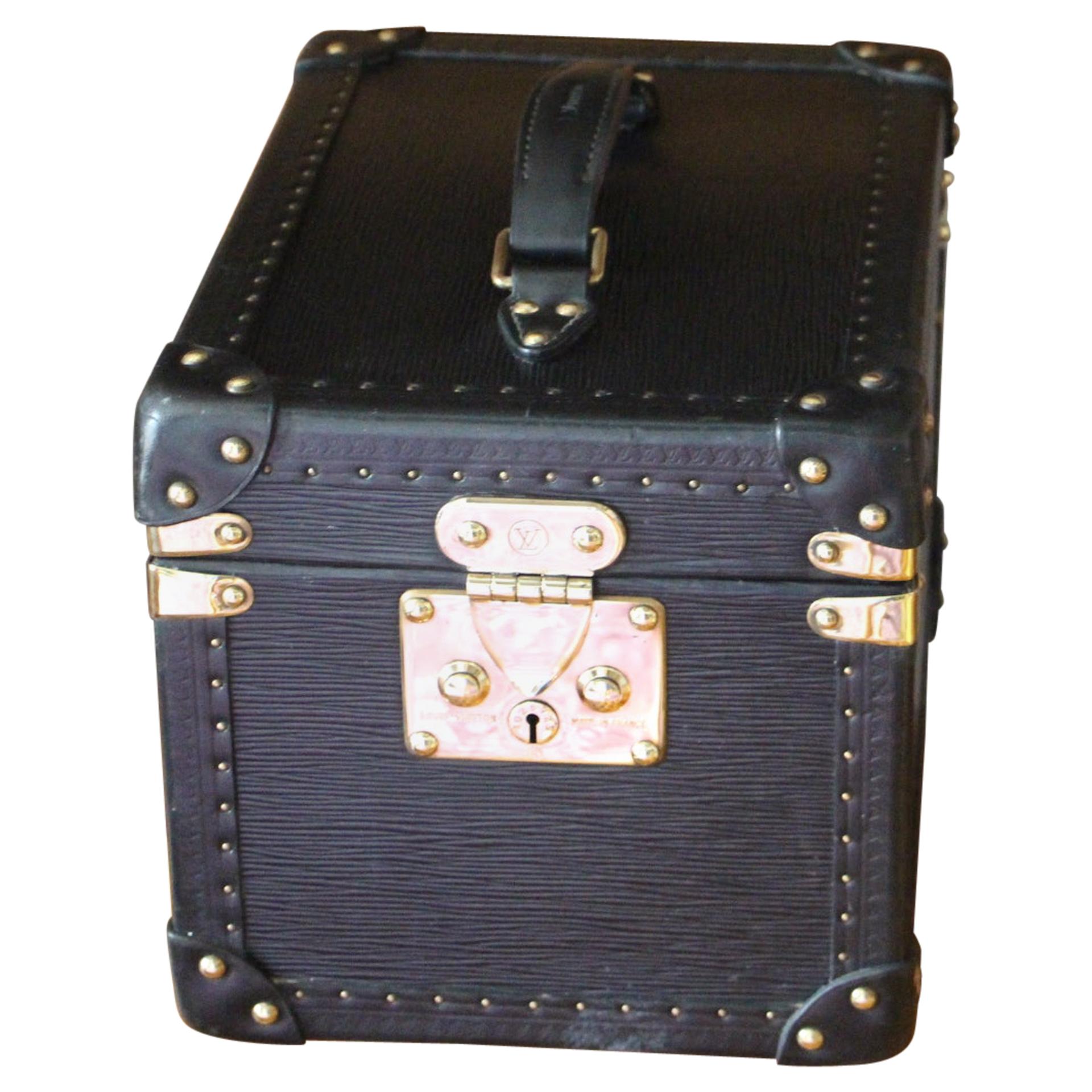 Louis Vuitton Black Leather Train Case, Louis Vuitton Jewelry Case, Vuitton Case