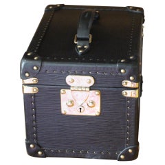 Louis Vuitton Black Leather Train Case, Louis Vuitton Jewelry Case, Vuitton Case