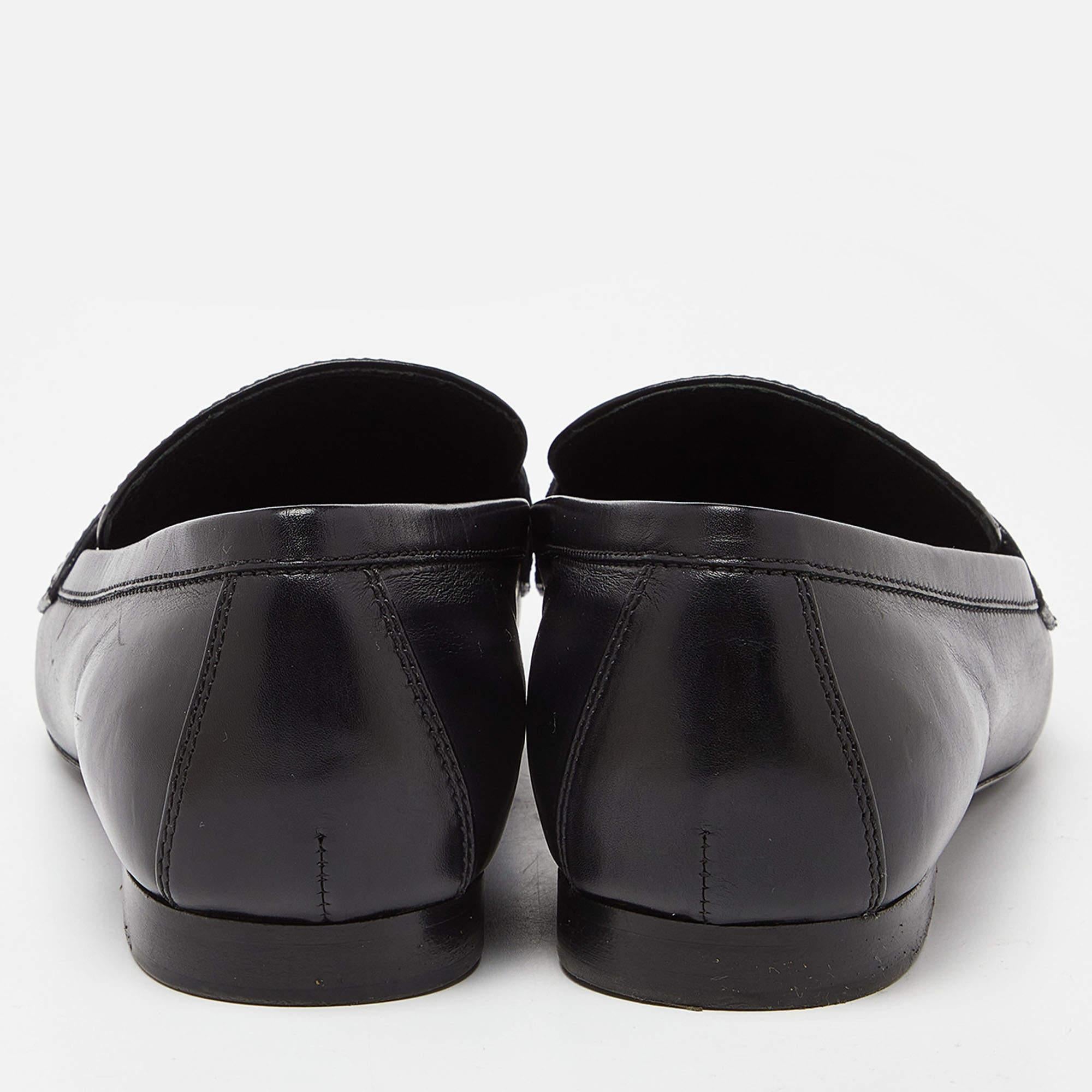 Louis Vuitton Schwarzes Leder Upper Case Loafers Größe 36 im Angebot 2