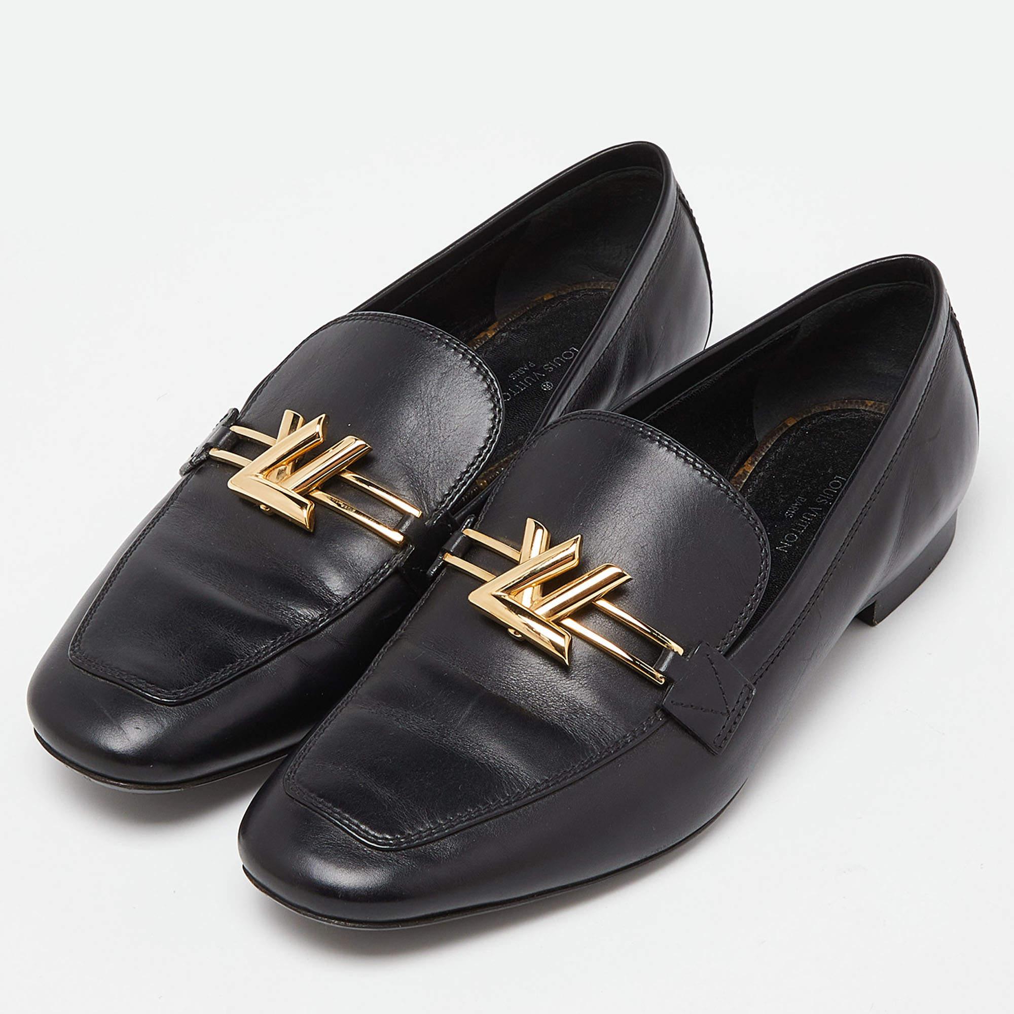 Louis Vuitton Black Leather Upper Case Loafers Size 36 For Sale 3