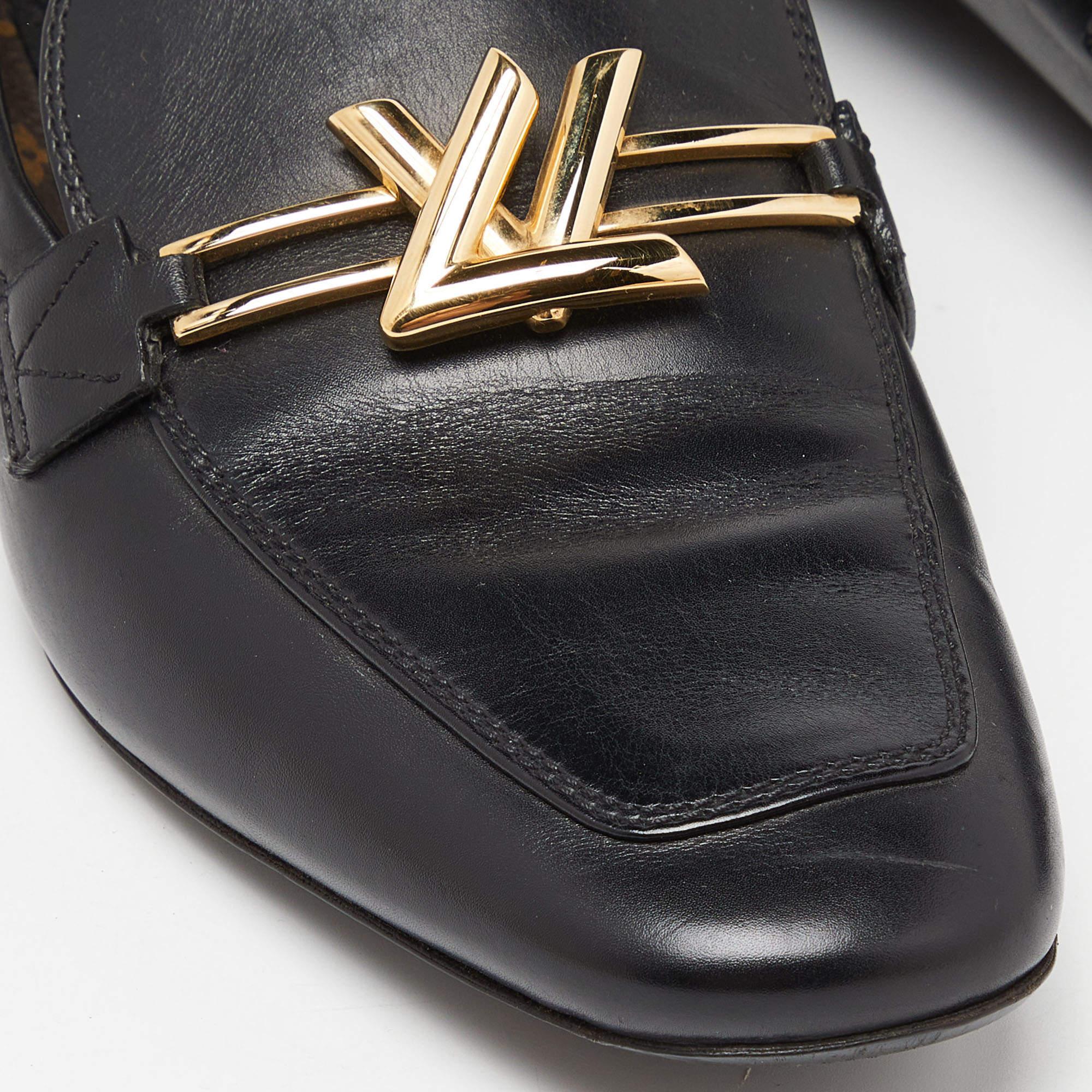 Louis Vuitton Schwarzes Leder Upper Case Loafers Größe 36 im Angebot 4