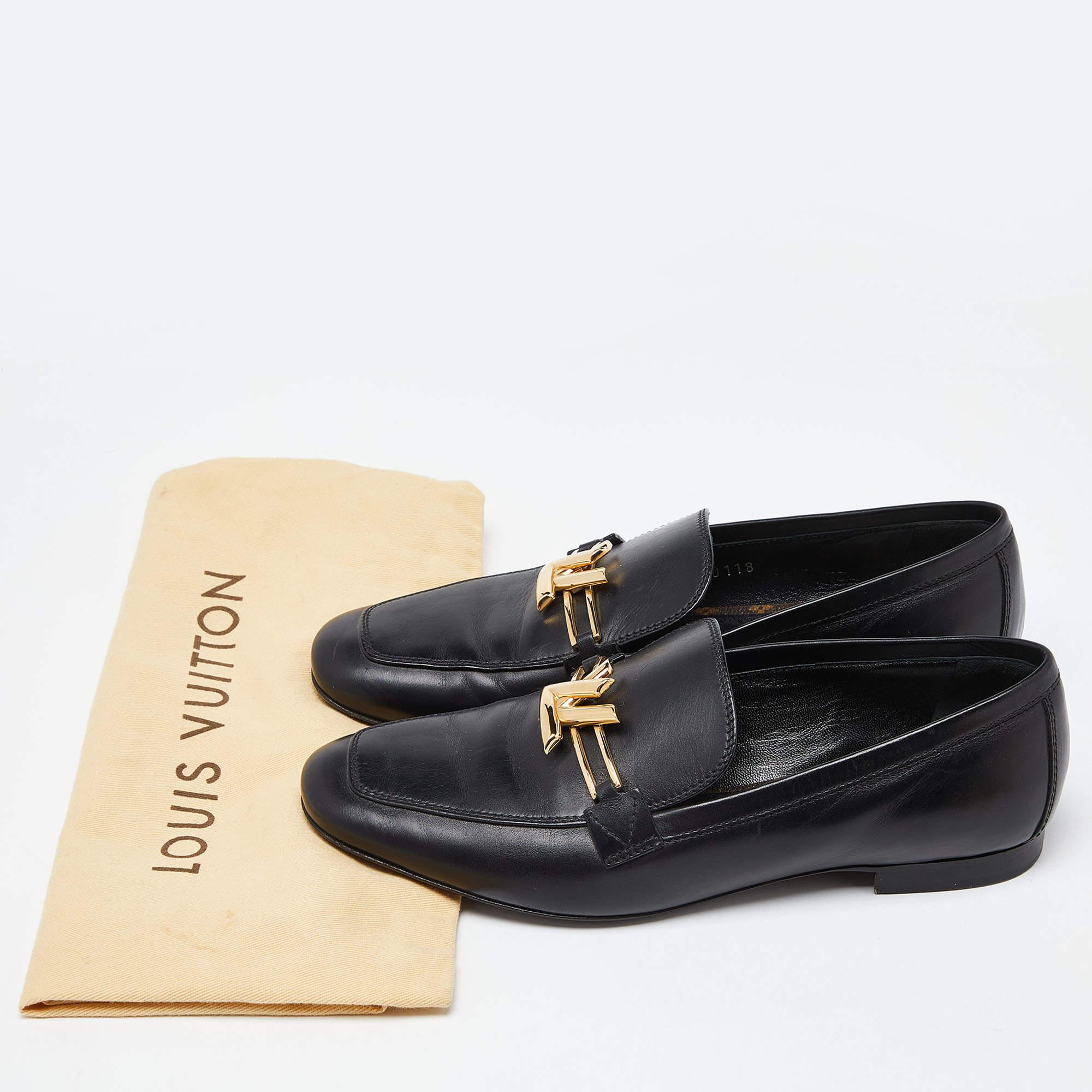 Louis Vuitton Schwarzes Leder Upper Case Loafers Größe 36 im Angebot 5