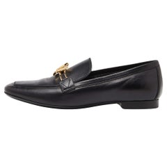 Used Louis Vuitton Black Leather Upper Case Loafers Size 36
