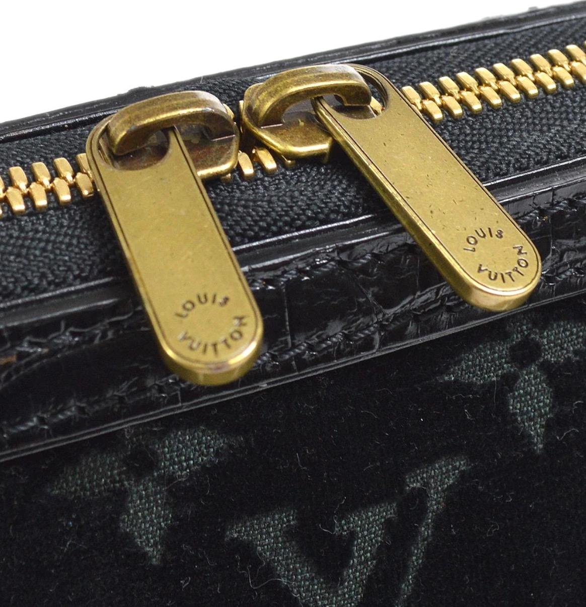 Louis Vuitton Black Leather Velvet Gold Chain Top Handle Satchel Shoulder Bag In Good Condition In Chicago, IL
