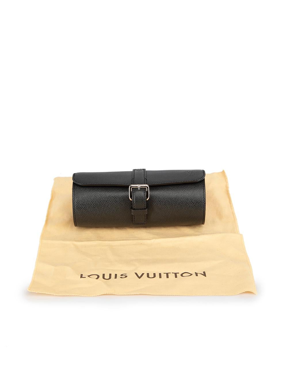 Louis Vuitton Black Leather Watch Case For Sale 2