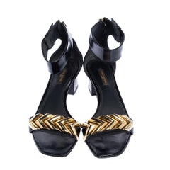 Louis Vuitton Black Leather 'Westbound' Ankle Wrap Sandals Size 38