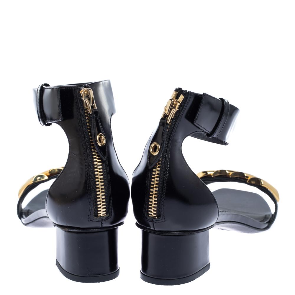 Louis Vuitton Black Leather 'Westbound' Ankle Wrap Sandals Size 38 In Good Condition In Dubai, Al Qouz 2