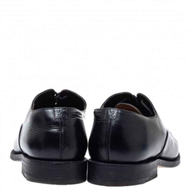 Louis Vuitton Black Leather Wing Tips Lace Up Oxford Size 43 For Sale 2